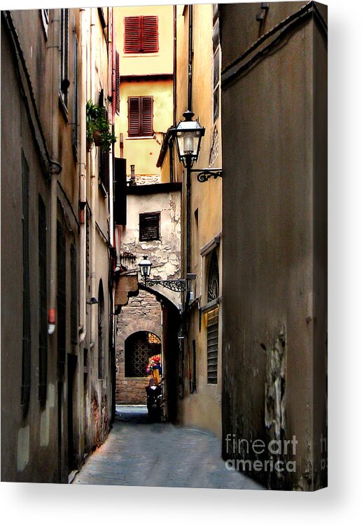 Florence Acrylic Print featuring the photograph Alley in Florence 1 by Jennie Breeze