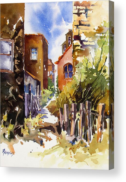 Buildings Acrylic Print featuring the painting Alleyway Charm 2 by Rae Andrews