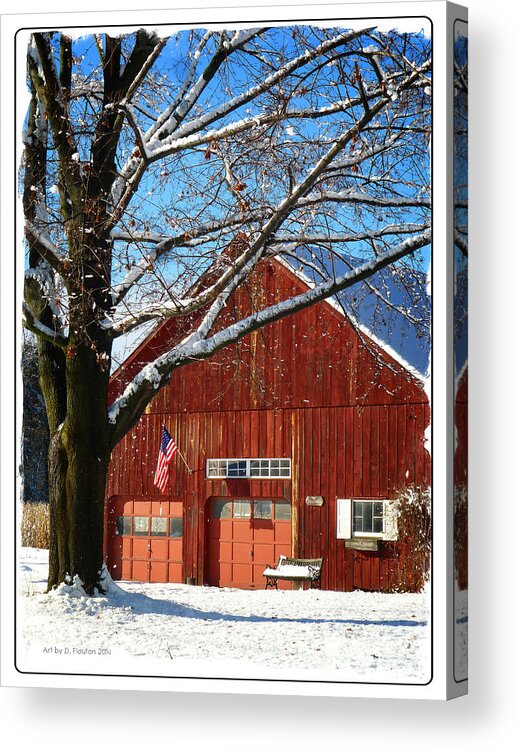 Flag Acrylic Print featuring the photograph American Flag Red Barn by Dee Flouton