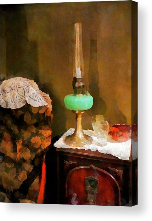 Lamp Acrylic Print featuring the photograph Americana - Still Life With Hurricane Lamp by Susan Savad