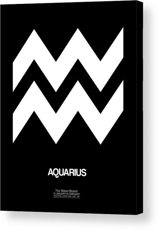 Aquarius Acrylic Print featuring the digital art Aquarius Zodiac Sign White by Naxart Studio