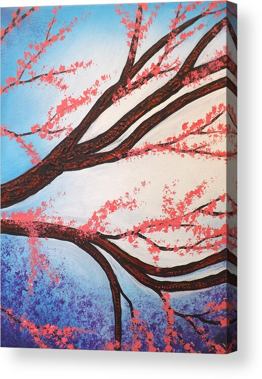 Asian Bloom Triptych Acrylic Print featuring the painting Asian Bloom Triptych 2 by Darren Robinson