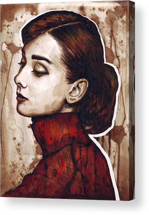 Audrey Hepburn Acrylic Print featuring the painting Audrey Hepburn by Olga Shvartsur