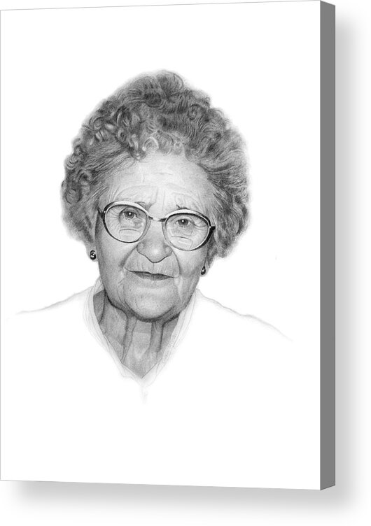 Portrait Acrylic Print featuring the drawing Aunt Johanna K. by Conrad Mieschke