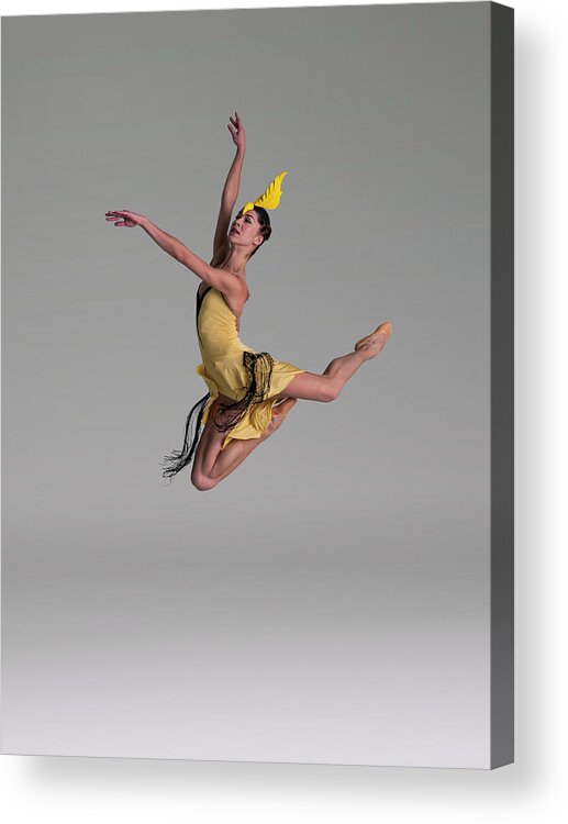 Ballet Dancer Acrylic Print featuring the photograph Ballerina In Bird Costume Leaping by Nisian Hughes