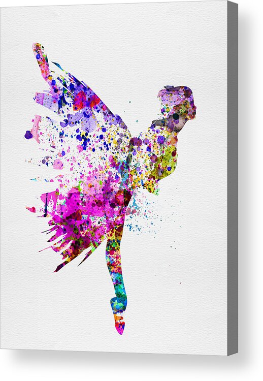 Ballet Acrylic Print featuring the painting Ballerina on Stage Watercolor 3 by Naxart Studio