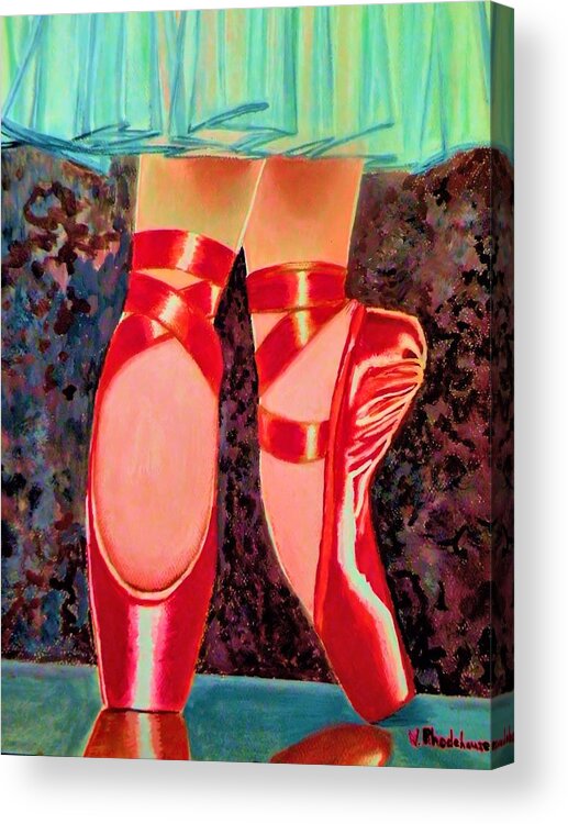 Ballet Acrylic Print featuring the painting Ballet Slippers by Victoria Rhodehouse