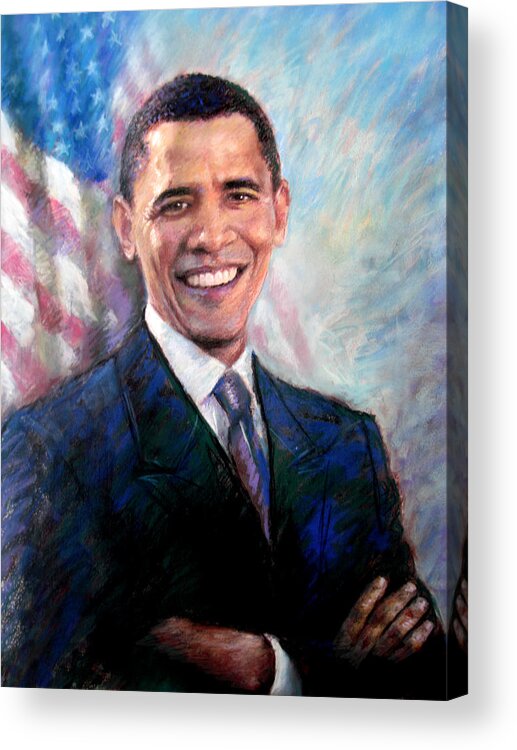 Barack Obama Acrylic Print featuring the drawing Barack Obama by Viola El