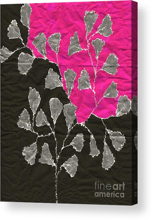 Leaves Acrylic Print featuring the digital art Be-Leaf - Pink 03-01at4 by Variance Collections