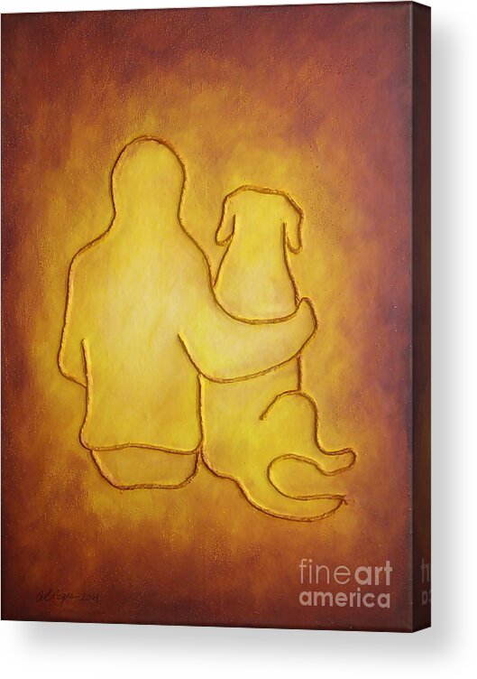 Dog Acrylic Print featuring the painting Being There 2 - Dog and Friend by Amy Reges