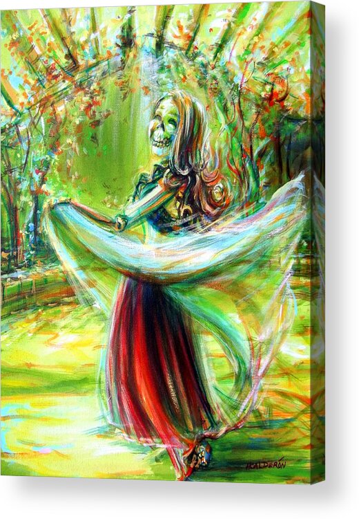 Bellydance Acrylic Print featuring the painting Belly Dancing Beauty by Heather Calderon