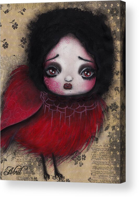 Oil Painting On Paper Acrylic Print featuring the painting Bird Girl #1 by Abril Andrade