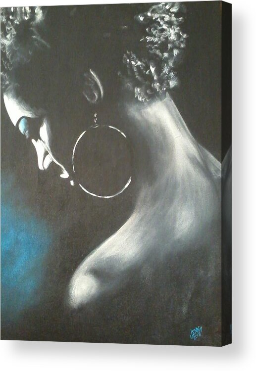 Black Woman Acrylic Print featuring the painting Blu Steele by Jenny Pickens