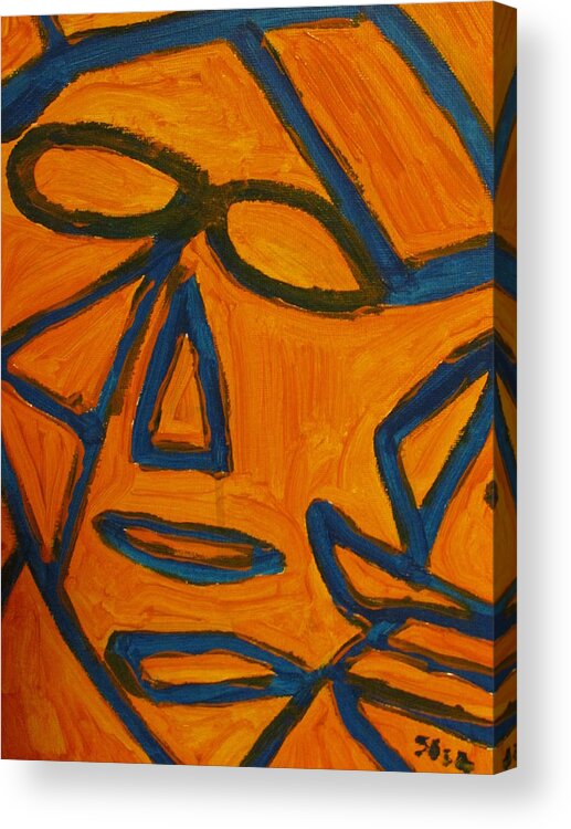Blue Acrylic Print featuring the painting Blue And Orange by Shea Holliman