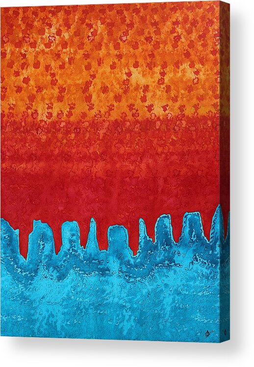 Canyon Acrylic Print featuring the painting Blue Canyon original painting by Sol Luckman