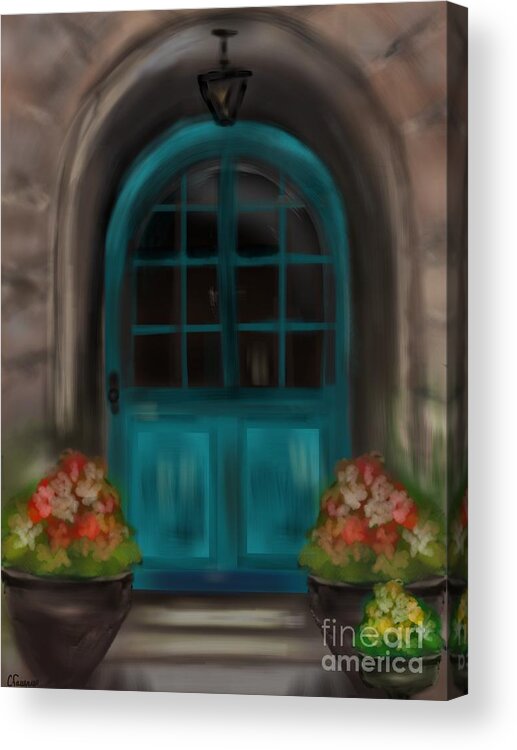 Old World Acrylic Print featuring the Blue Door by Christine Fournier