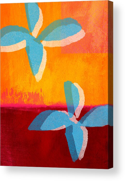 Abstract Painting Acrylic Print featuring the painting Blue Jasmine by Linda Woods
