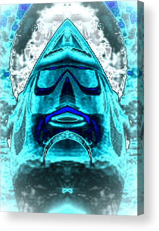  Turquoise Acrylic Print featuring the digital art Blue Mask by Mary Russell
