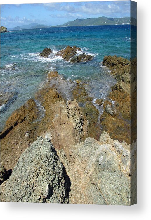 Sapphire Beach Acrylic Print featuring the photograph Blue Stone 02 by Pamela Critchlow
