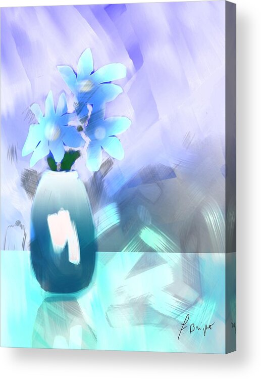 Ipad Painting Acrylic Print featuring the digital art Blue Vase of Flowers by Frank Bright