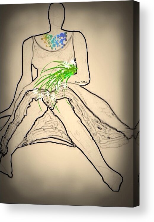 Flowers Acrylic Print featuring the digital art Bouquet-Sketch by Romaine Head