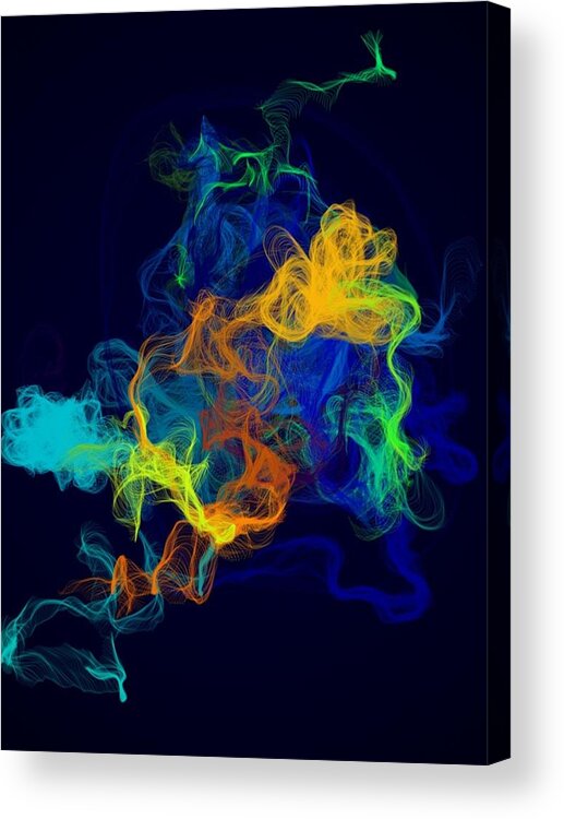 Abstract Acrylic Print featuring the photograph Brighty Lit On Deep Blue by Louise Mingua