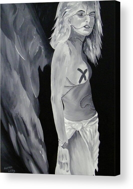 zombie Doll Acrylic Print featuring the painting Broken Angel Zombie Doll by Aarron Laidig
