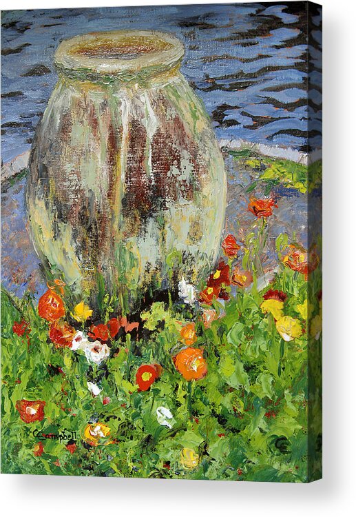 Gardens Acrylic Print featuring the painting Brookgreen Urn by Cecelia Campbell