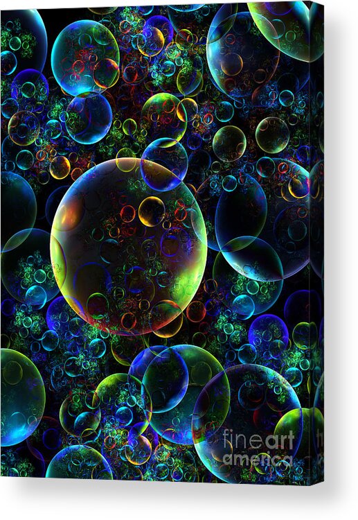 Bubbles Orgy Acrylic Print featuring the digital art Bubbles Orgy 2 by Klara Acel