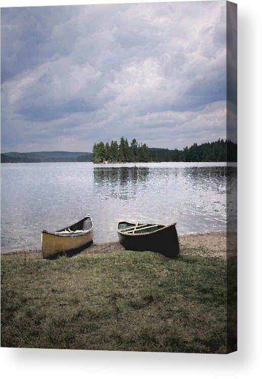 Canisbay Lake Acrylic Print featuring the photograph Canoes - Canisbay Lake by Richard Andrews