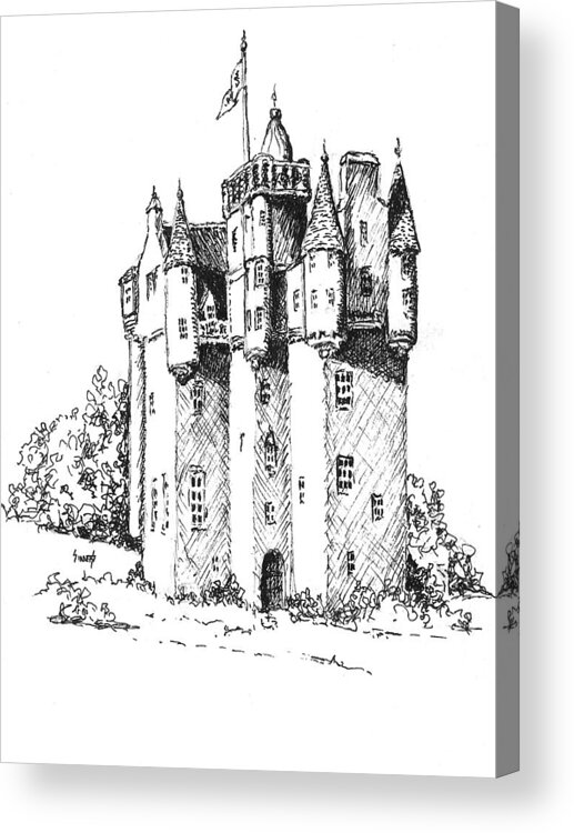 Castle Acrylic Print featuring the drawing Castle by Sam Sidders