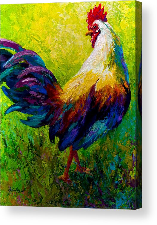 Rooster Acrylic Print featuring the painting CEO Of The Ranch by Marion Rose
