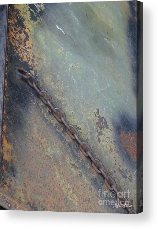 Abstract Acrylic Print featuring the photograph Chained Rust by Lyric Lucas