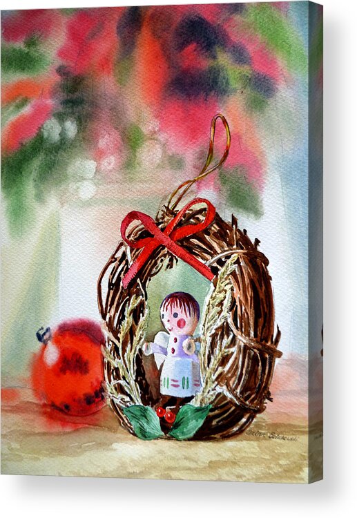 Angel Acrylic Print featuring the painting Christmas Angel by Irina Sztukowski