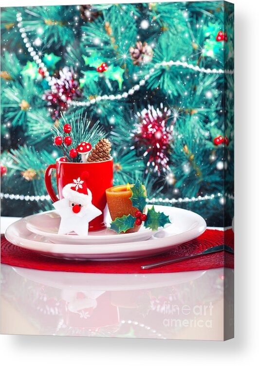 Berry Acrylic Print featuring the photograph Christmas eve table decoration by Anna Om