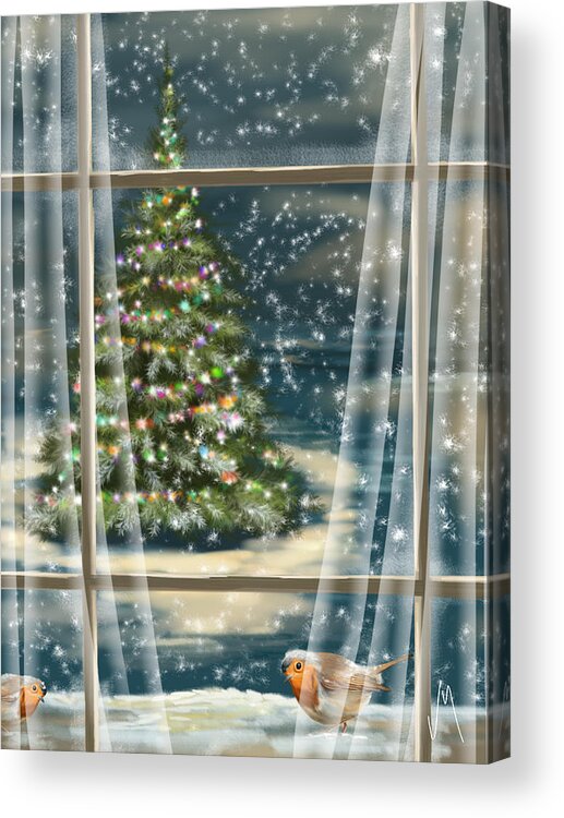 Christmas Acrylic Print featuring the painting Christmas night by Veronica Minozzi