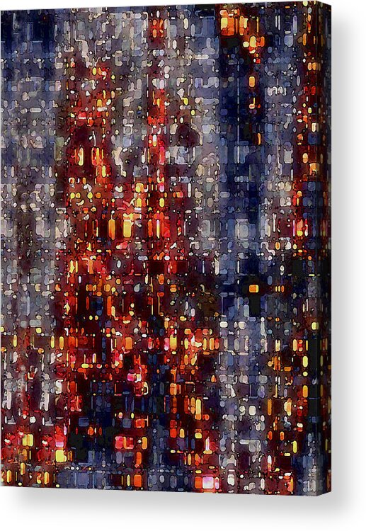 Digital Acrylic Print featuring the digital art City Lights by David Hansen