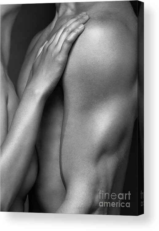 Closeup of Naked Woman and Man Body Parts Acrylic Print by Maxim Images Exquisite Prints picture