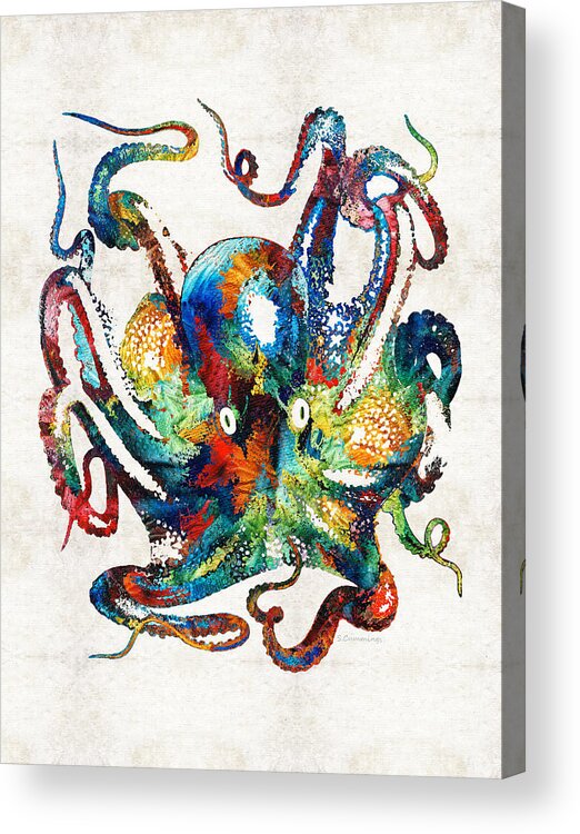 Octopus Acrylic Print featuring the painting Colorful Octopus Art by Sharon Cummings by Sharon Cummings