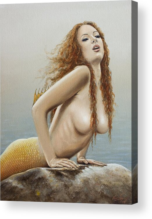 Seahorse Acrylic Print featuring the painting Come with me by John Silver