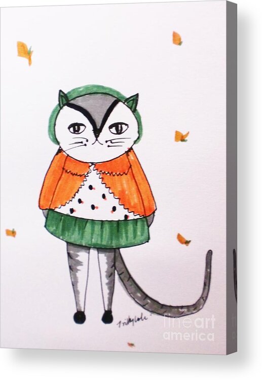 Kitty Acrylic Print featuring the painting Costume for the Season by Trilby Cole