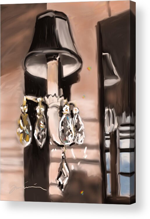 Lamp Acrylic Print featuring the painting Crystal Reflection by Jean Pacheco Ravinski