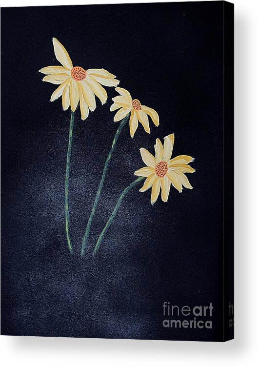 Marcia Lee Jones Acrylic Print featuring the painting Daisies In The Mist by Marcia Lee Jones