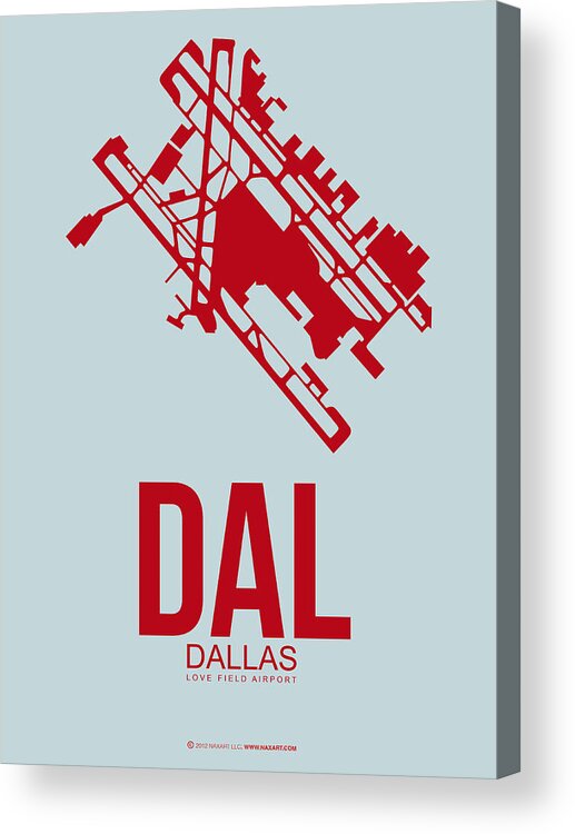 Dallas Acrylic Print featuring the digital art DAL Dallas Airport Poster 4 by Naxart Studio
