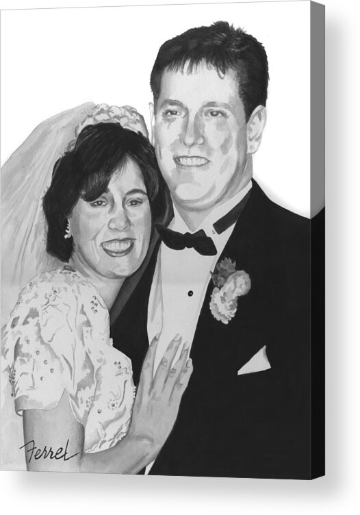 Wedding Acrylic Print featuring the painting Dawn and Brad by Ferrel Cordle
