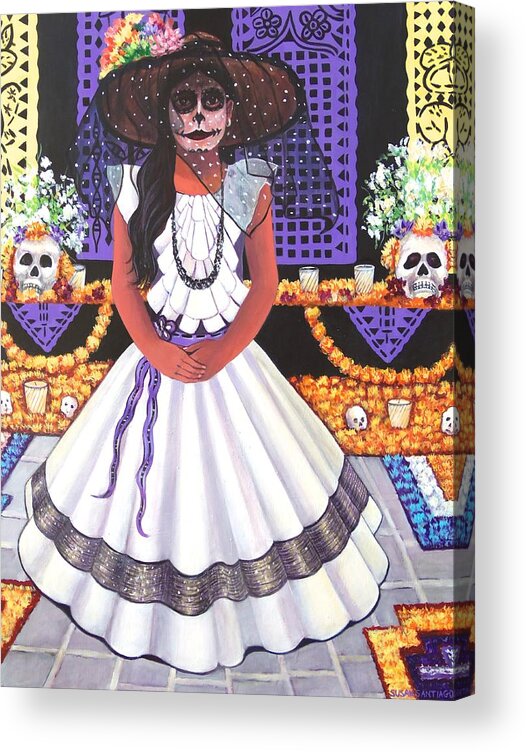 Figurative Acrylic Print featuring the painting Day of the Dead by Susan Santiago