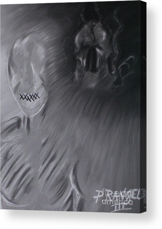 Symbolism Acrylic Print featuring the pastel Death a Coward by Phillip Rangel