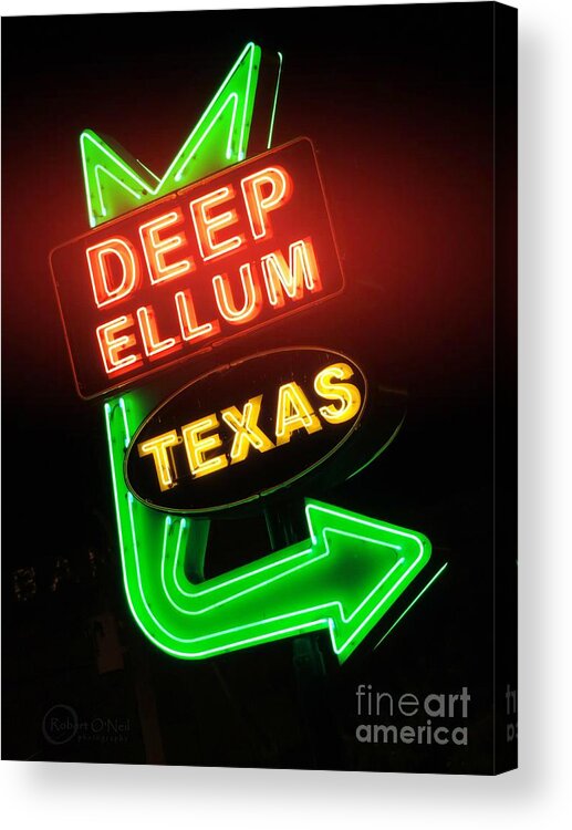 Deep Ellum Acrylic Print featuring the photograph Deep Ellum Red Glow by Robert ONeil