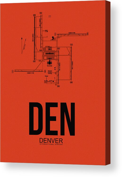 Denver Acrylic Print featuring the digital art Denver Airport Poster 2 by Naxart Studio