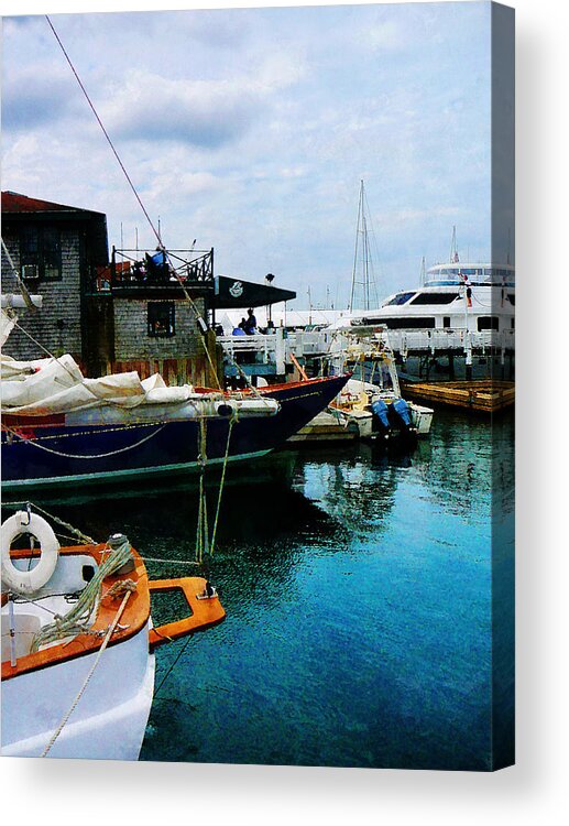 Boat Acrylic Print featuring the photograph Docked Boats in Newport RI by Susan Savad